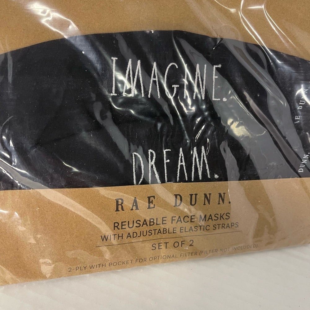 Rae Dunn Reusable Cotton Masks Adjustable Ear Loops IMAGINE DREAM  New